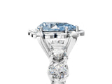 Platinum Fancy Blue Pear  Cut Diamond Floral Halo Engagement Ring with Shared Prong Setting 5
