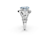 Platinum Fancy Blue Pear Cut Diamond Halo Ring with Split Shank and Bezel Accents and Four-Prong Setting_8