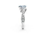 Platinum Fancy Blue Pear Cut Diamond  Halo Twist Band Solitaire Prong Setting Ring_14