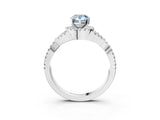 Platinum Fancy Blue Pear Cut Diamond  Halo Twist Band Solitaire Prong Setting Ring_15