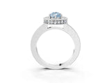 Platinum Fancy Blue Pear Cut Diamond Milgrain Halo Engagement Ring with Round Pavé Band and Prong Setting_15
