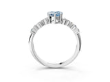 Platinum Fancy Blue Pear Cut Diamond Scattered Round Accent Ring with Prong Setting_3