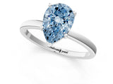 Platinum Fancy Blue Pear Cut Diamond Solitaire Ring with Classic Band and Four-Prong Setting_13