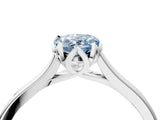 Platinum Fancy Blue Pear Cut Diamond Solitaire Ring with Flower Prong Setting and Classic Band_4