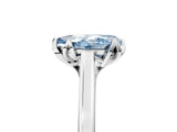 Platinum Fancy Blue Pear Cut Diamond Solitaire Ring with Flower Prong Setting and Classic Band_5
