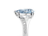 Platinum Fancy Blue Pear Cut Diamond Solitaire Ring with Pavé Band and Prong Setting_17