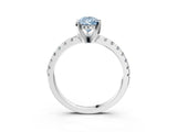 Platinum Fancy Blue Pear Cut Diamond Solitaire Ring with Round  Pavé Band and Four-Prong Setting_51