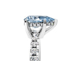 Platinum Fancy Blue Pear Cut Diamond Solitaire Ring with Round  Pavé Band and Four-Prong Setting_53