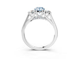 Platinum Fancy Blue Pear Cut Diamond Three-Stone Engagement Ring with Prong Setting and Pavé Band_87