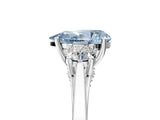 Platinum Fancy Blue Pear Cut Diamond Three-Stone Engagement Ring with Prong Setting and Pavé Band_89
