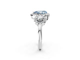 Platinum Fancy Blue Pear Cut Diamond Three-Stone Halo Ring with Prong Setting and Pavé Accents_14