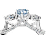 Platinum Fancy Blue Pear Cut Diamond Three-Stone Ring with Prong Setting and Pavé Band_16