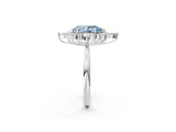 Platinum Fancy Blue Pear Cut Halo Diamond Cluster Ring with Marquise and Round Stones on a White Gold Band with Prong Setting_2