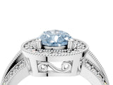 Platinum Fancy Blue Pear Cut Halo Diamond Engagement Ring with Pave Split Shank and Four-Prong Setting_10