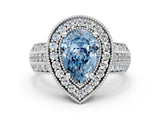 Platinum Fancy Blue Pear Cut Halo Diamond Engagement Ring with Pave Split Shank and Four-Prong Setting_6