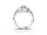 Platinum Fancy Blue Pear Cut Halo Diamond Engagement Ring with Pave Split Shank and Four-Prong Setting_9