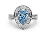 Platinum Fancy Blue Pear Cut Halo Diamond Split Shank Pave Ring_6