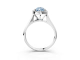 Platinum Fancy Blue Pear  Cut Halo Solitaire Engagement Ring with Square Band and Four-Prong Setting_15
