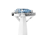 Platinum Fancy Blue Pear  Cut Halo Solitaire Engagement Ring with Square Band and Four-Prong Setting_17