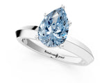 Platinum Fancy Blue Pear  Cut Solitaire Engagement Ring with Flat Band and Four-Prong Setting 2
