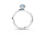 Platinum Fancy Blue Pear  Cut Solitaire Engagement Ring with Flat Band and Four-Prong Setting 4