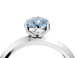 Platinum Fancy Blue Pear  Cut Solitaire Engagement Ring with Flat Band and Four-Prong Setting 5
