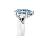 Platinum Fancy Blue Pear  Cut Solitaire Engagement Ring with Flat Band and Four-Prong Setting