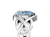Platinum Fancy Blue Pear Cut Solitaire Intertwined Band Prong Setting Ring_11