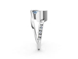 Platinum Fancy Blue Pear Cut Solitaire Tension-Set Diamond Split Shank Ring_8