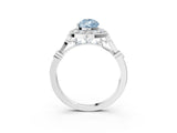Platinum Fancy Blue Pear  Halo Diamond Engagement Ring with Twisted Band and Four-Prong Setting 4