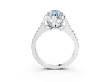 Platinum Fancy Blue Pear  Halo Diamond Floral Split Shank Engagement Ring 4