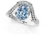 Platinum Fancy Blue Pear  Solitaire Diamond Engagement Ring with Pave Band and Four-Prong Setting 1
