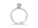Platinum Fancy Blue Pear  Solitaire Diamond Engagement Ring with XO Engraved Band and Four-Prong Setting 3