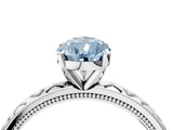 Platinum Fancy Blue Pear  Solitaire Diamond Engagement Ring with XO Engraved Band and Four-Prong Setting 4