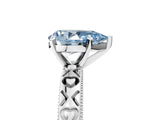 Platinum Fancy Blue Pear  Solitaire Diamond Engagement Ring with XO Engraved Band and Four-Prong Setting 5