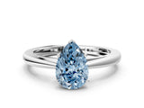 Platinum Fancy Blue Pear  Solitaire Diamond Ring with Split Shank and Four-Prong Setting_12