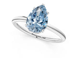 Platinum Fancy Blue Pear  Solitaire Diamond Ring with a Classic Band and Four-Prong Setting 1