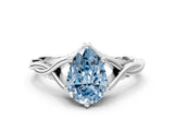 Platinum Fancy Blue Pear  Solitaire Twist Band Six-Prong Setting 1
