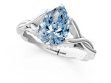 Platinum Fancy Blue Pear  Solitaire Twist Band Six-Prong Setting 2