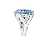 Platinum Fancy Blue Pear  Solitaire Twist Band Six-Prong Setting