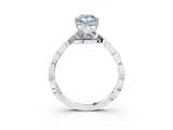 Platinum Fancy Blue Pear  Solitaire Twist Band with Leaf Prong Setting 4