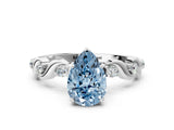 Platinum Fancy Blue Pear  Solitaire Twisted Band with Prong Setting 1