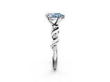 Platinum Fancy Blue Pear  Solitaire Twisted Band with Prong Setting 3