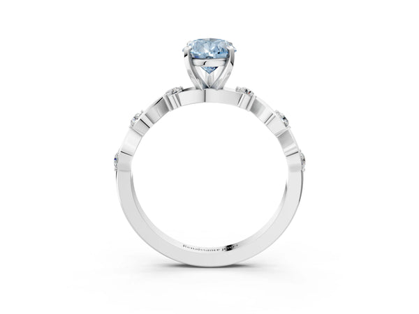 Platinum Fancy Blue Pear  Solitaire Twisted Band with Prong Setting
