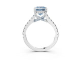 Platinum Fancy Blue Princess  Brilliant Diamond Solitaire with Pavé Band and Four-Prong Setting 3