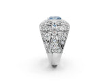 Platinum Fancy Blue Princess Cut Brilliant Halo Pave Diamond Milgrain Ring_14