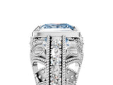 Platinum Fancy Blue Princess Cut Brilliant Milgrain Filigree Diamond Ring with Square Prong Setting_17