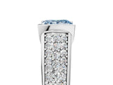 Platinum Fancy Blue Princess Cut Cut Diamond Channel Set Pave Band with Tension Prong Setting_11