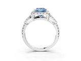 Platinum Fancy Blue Princess Cut Cut Diamond Halo Engagement Ring with Open Split Pavé Band_9