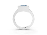 Platinum Fancy Blue Princess Cut-Cut Diamond Halo Engagement Ring with Pave Band and Prong Setting_15